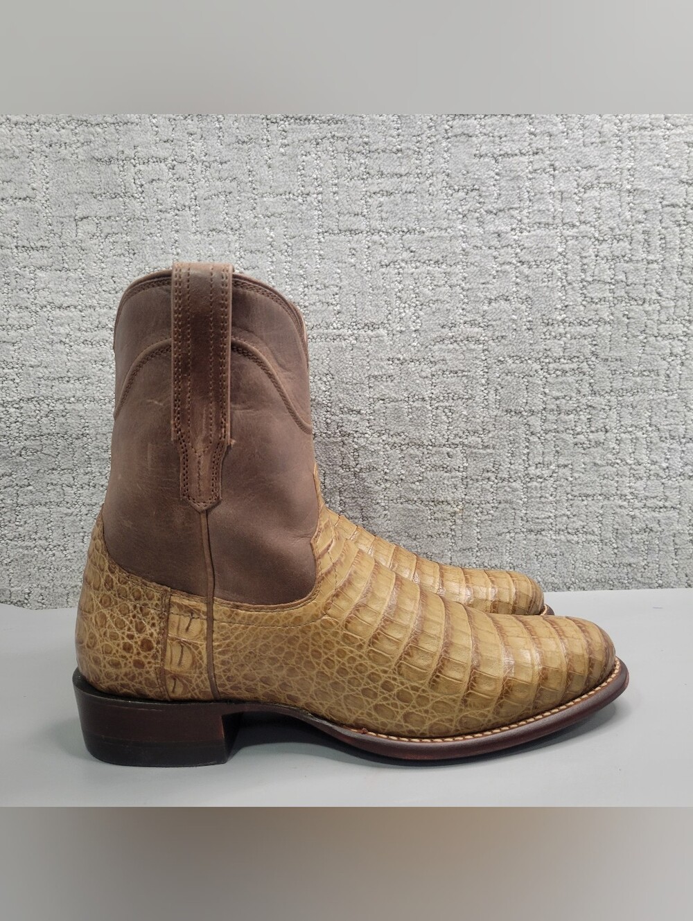 Tecovas The Dean Mens Size US 10D Toffee Caiman Round Toe Western Zip Boots